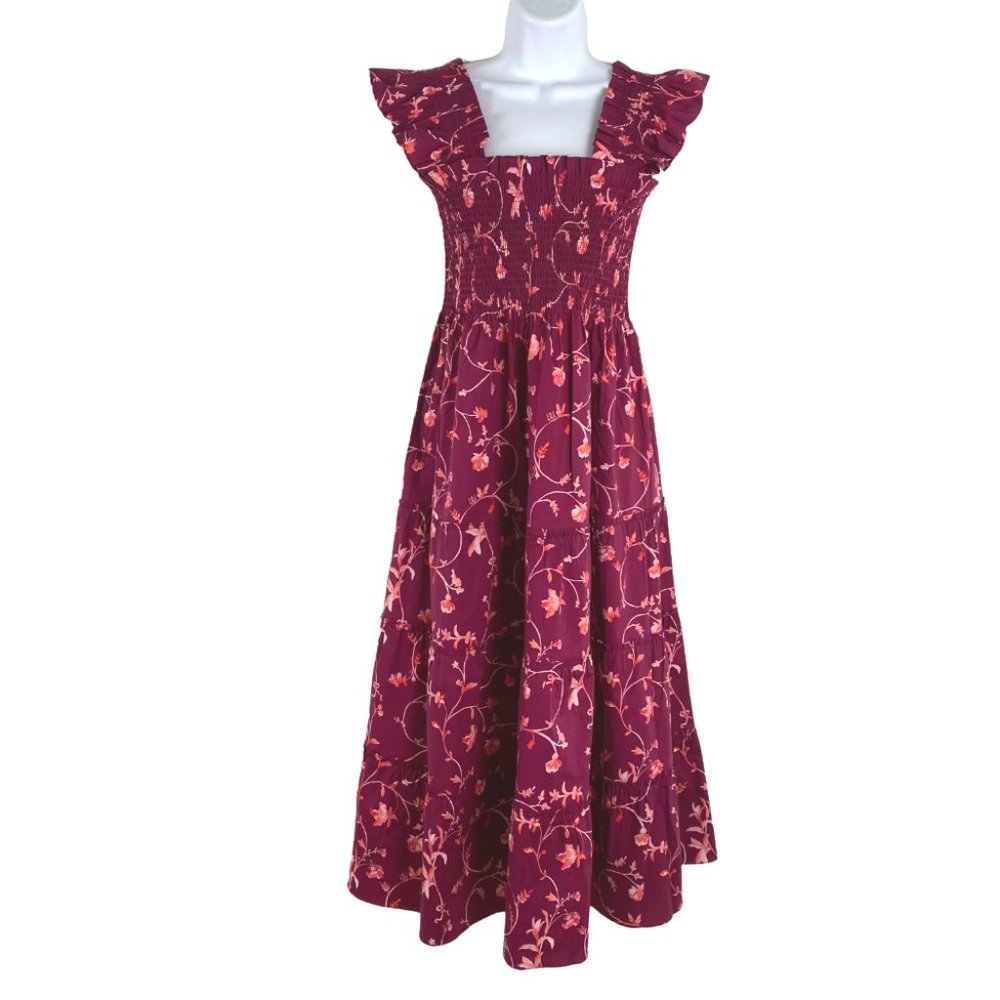 Hill House The Ellie Nap Dress Burgundy Botanical NWT Women's Small DR-510